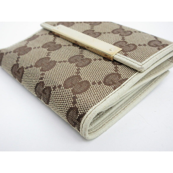 Gucci GG Double Hook Wallet Beige Canvas Leather - Picture 4 of 12